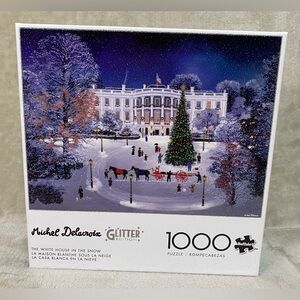 Michel Delacroix 1000pc "White House in Snow" Puzzle Glitter Edition 11720 New
